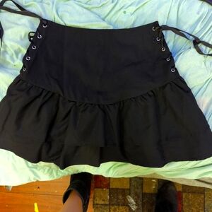 Black mini ruffle skirt